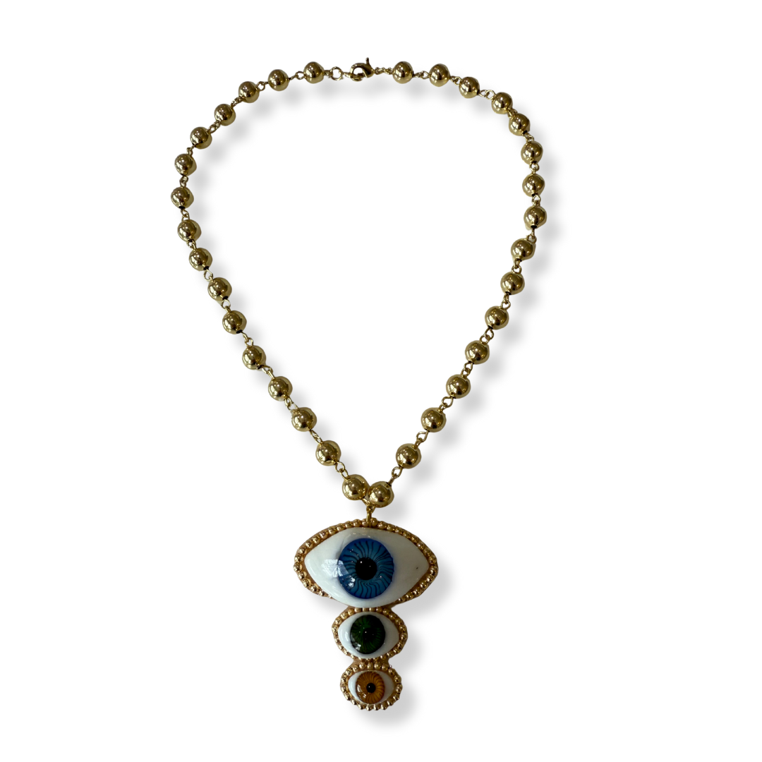 Collar Triple Ojo Dorado