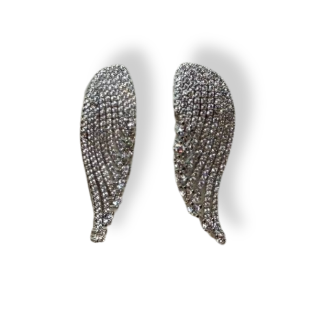 Aretes alas plateadas