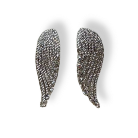 Aretes alas plateadas