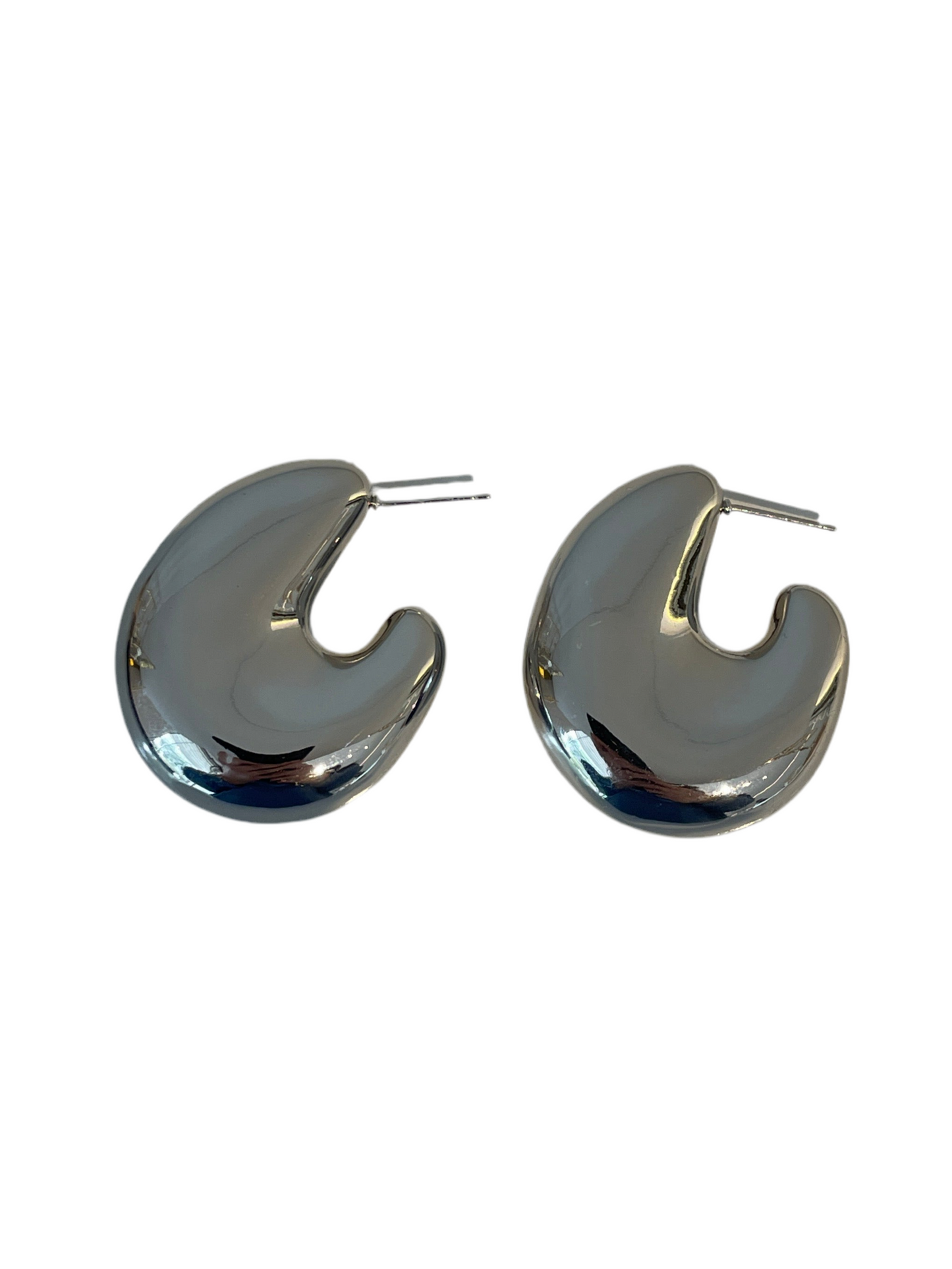 Aretes Media Luna Chunky Plateados