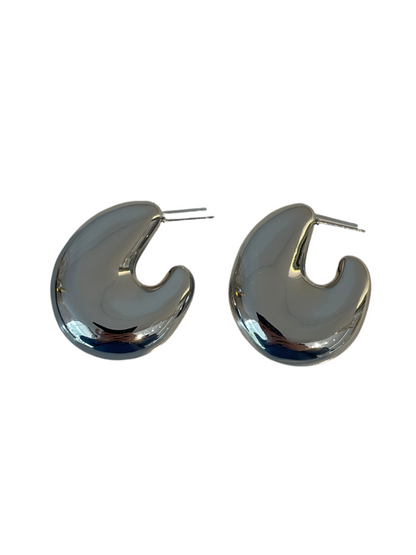 Aretes Media Luna Chunky Plateados