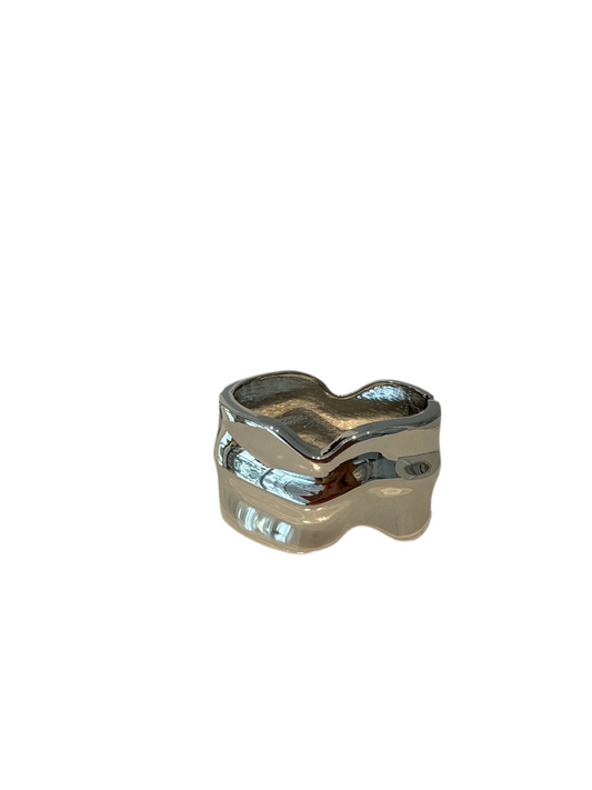 Pulsera moño ancha plateada