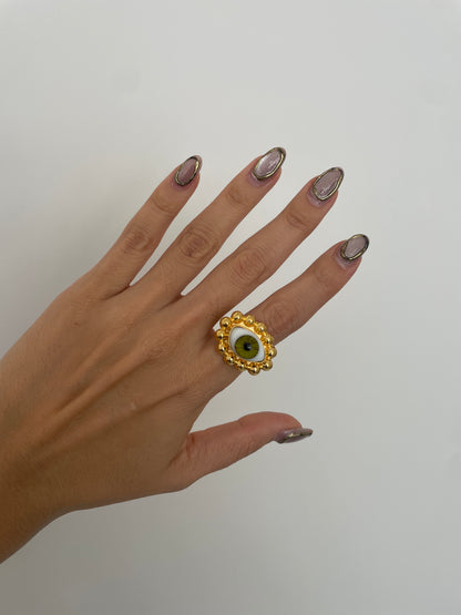 Anillo ojo Flores verde