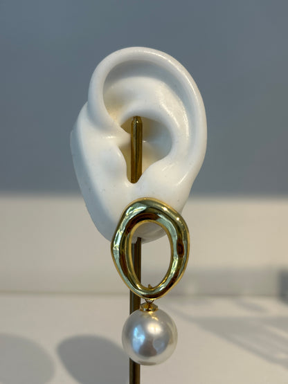 Aretes Oval N Pearls Dorados