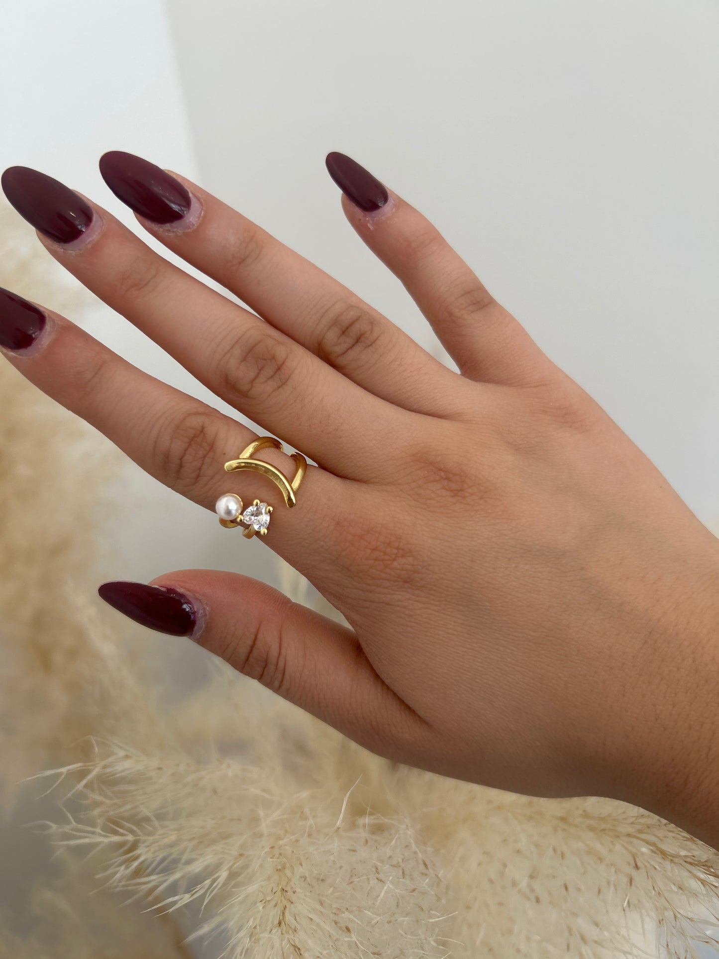 Anillo Heart N Pearl Dorado