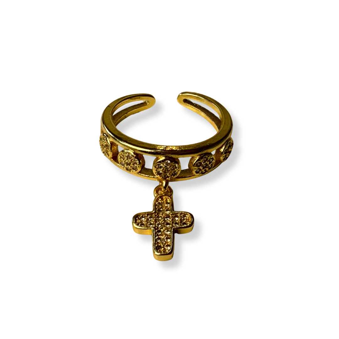 Anillo petite cruz colgante