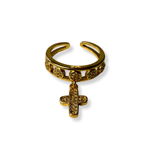 Anillo petite cruz colgante