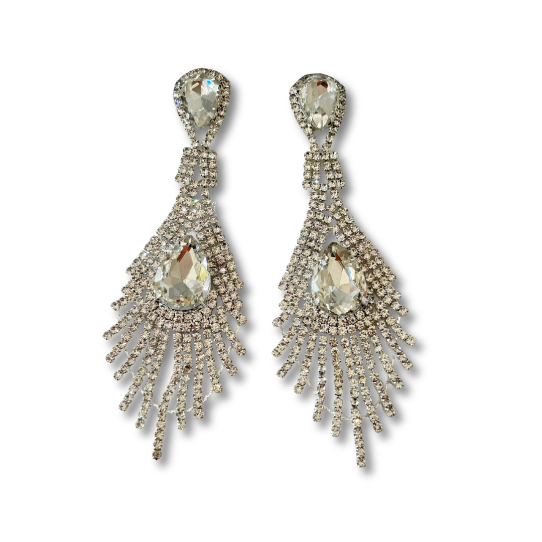 Aretes De Fiesta Rombo Plateado