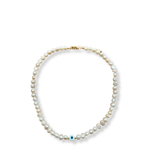 Collar mini perlas con ojo cute