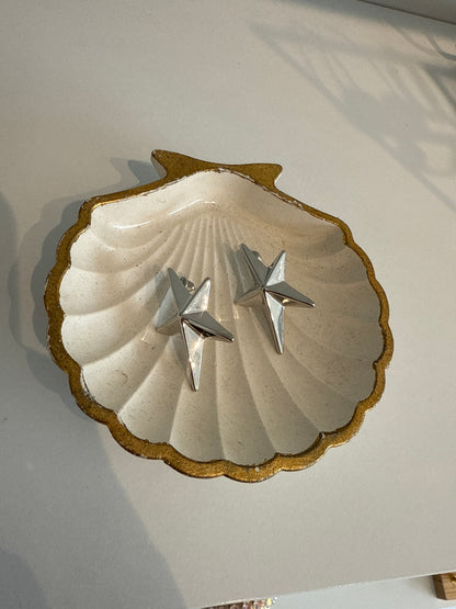 Aretes estrella plateado