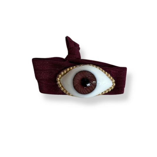 Pulsera tela vino ojo café