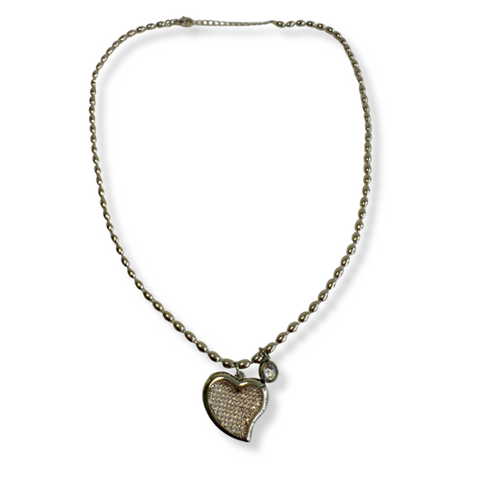 Collar plata corazón con brillos