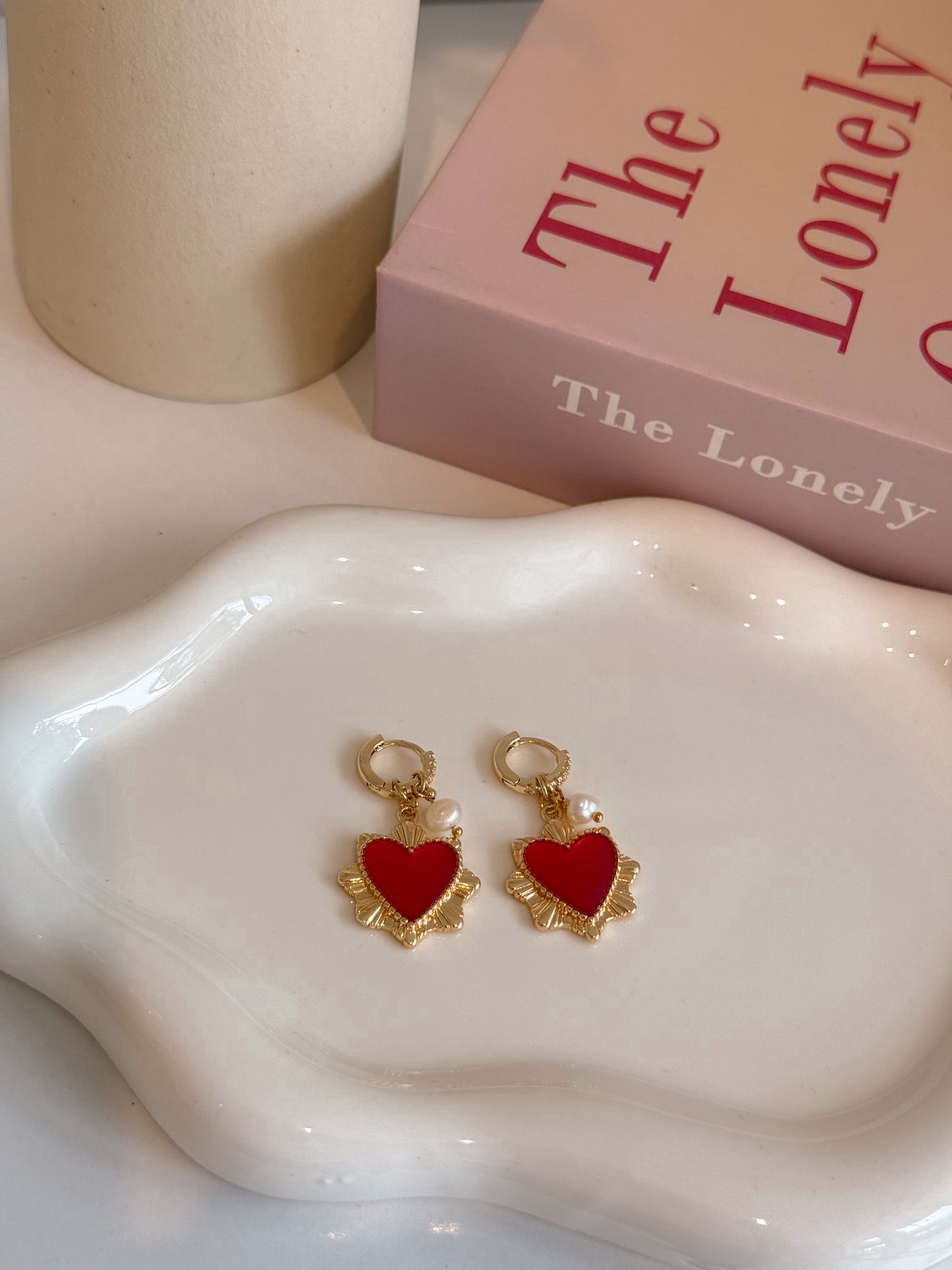 Aretes Corazón Rojo