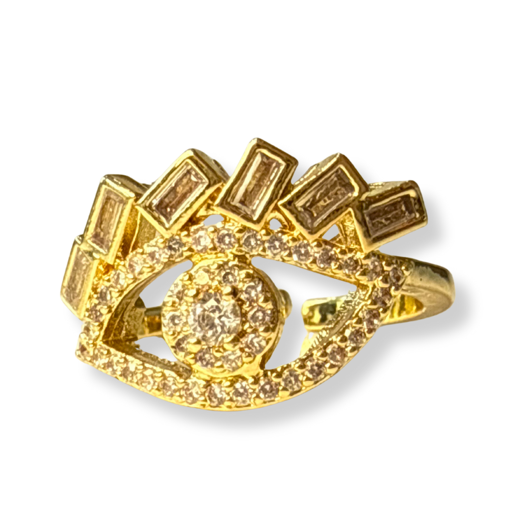 Anillo petite ojo dorado con brillos
