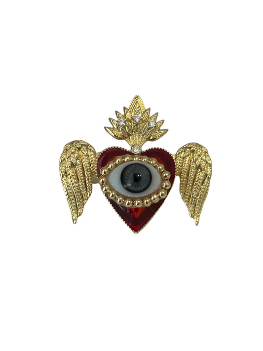Anillo Corazón Sagrado Ojo Gris
