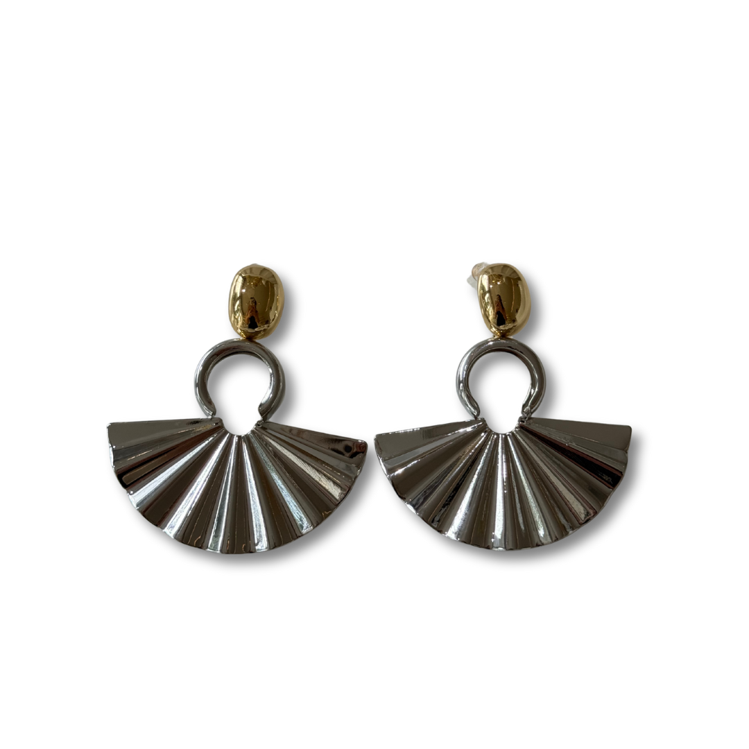 Aretes abanico bicolor
