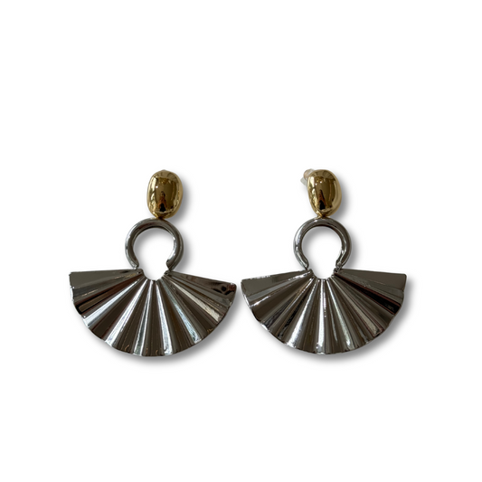 Aretes abanico bicolor