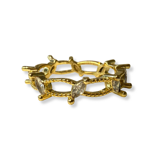 Anillo eslabón brillos dorado