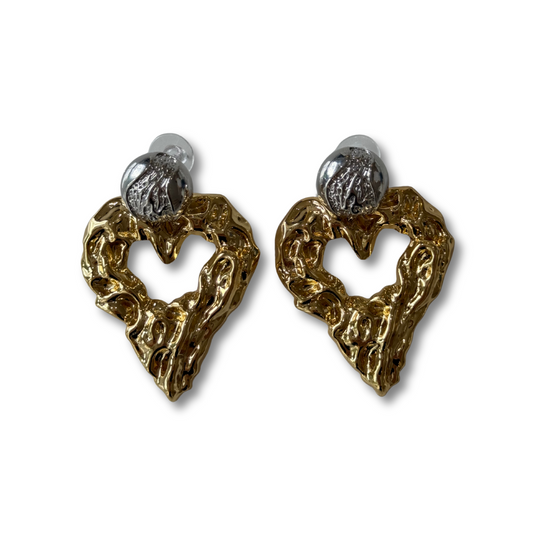 Arete corazón bicolor huecos
