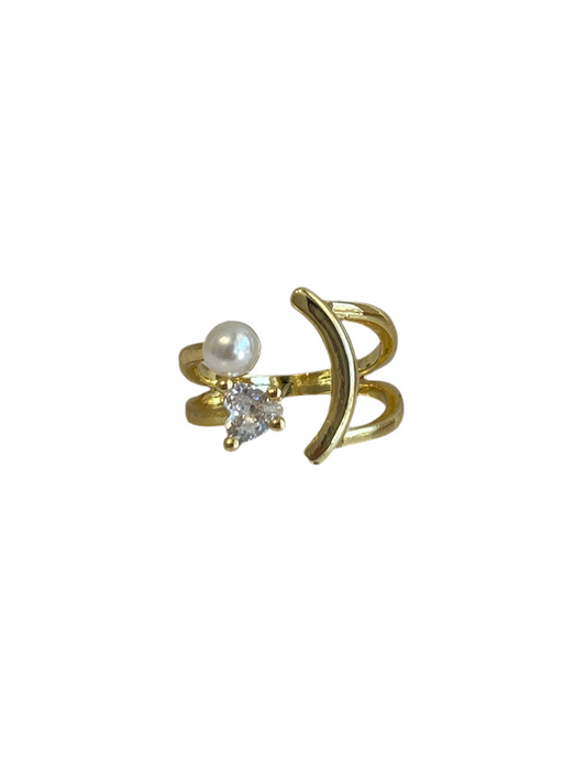 Anillo Heart N Pearl Dorado