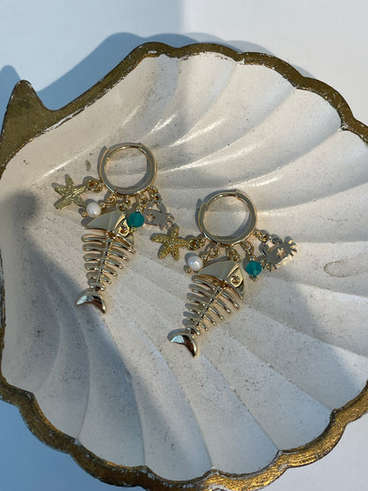 Aretes Pez Esqueleto De Mar