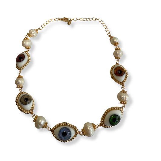 Collar ojos con perlas