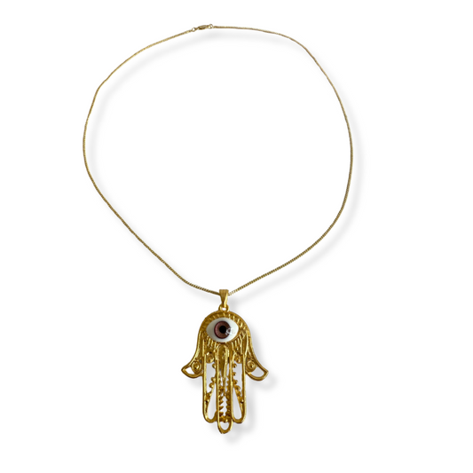 Collar Mano Fátima Con Ojo Café