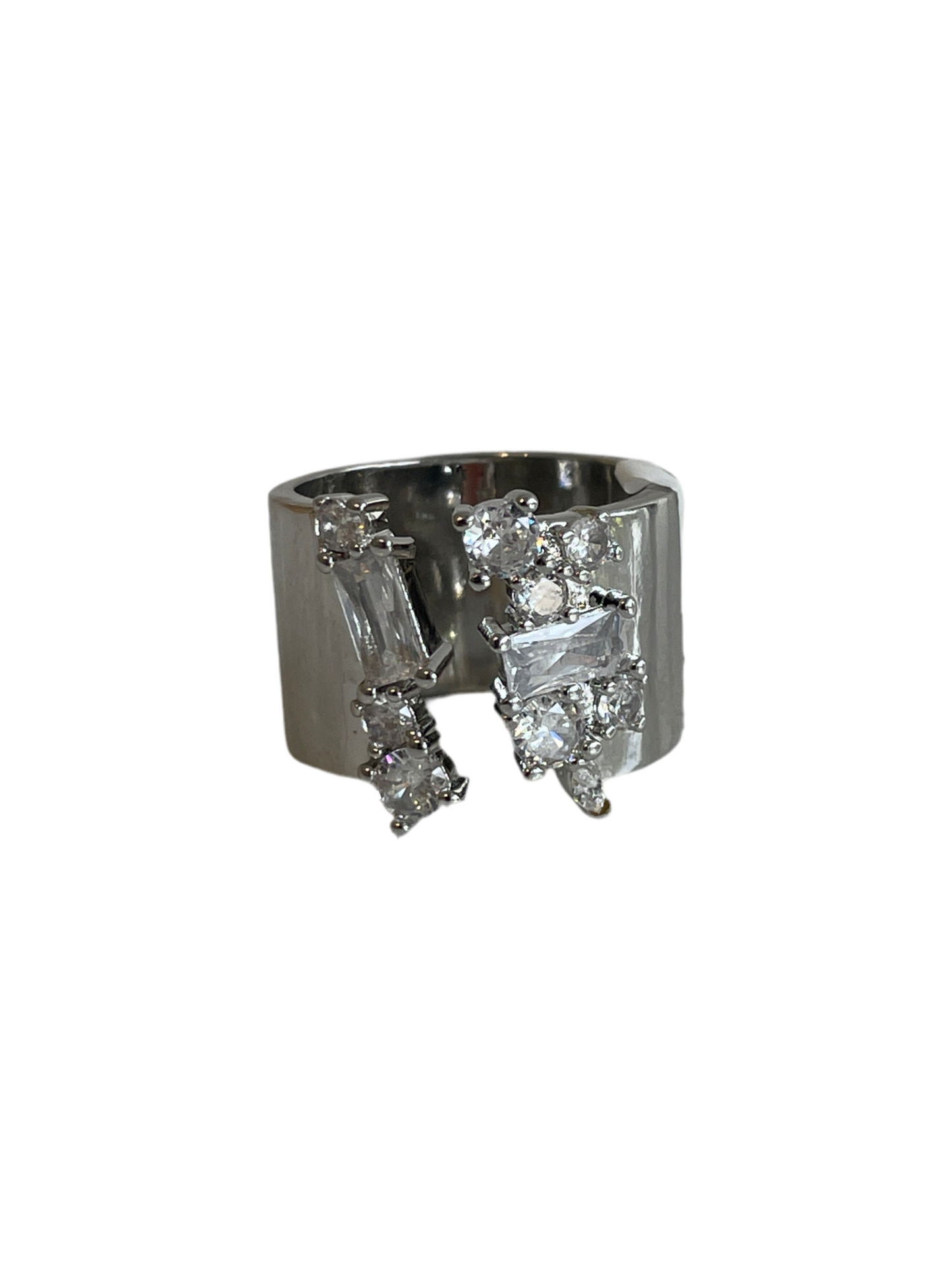 Anillo Brillos Chunky Plateado