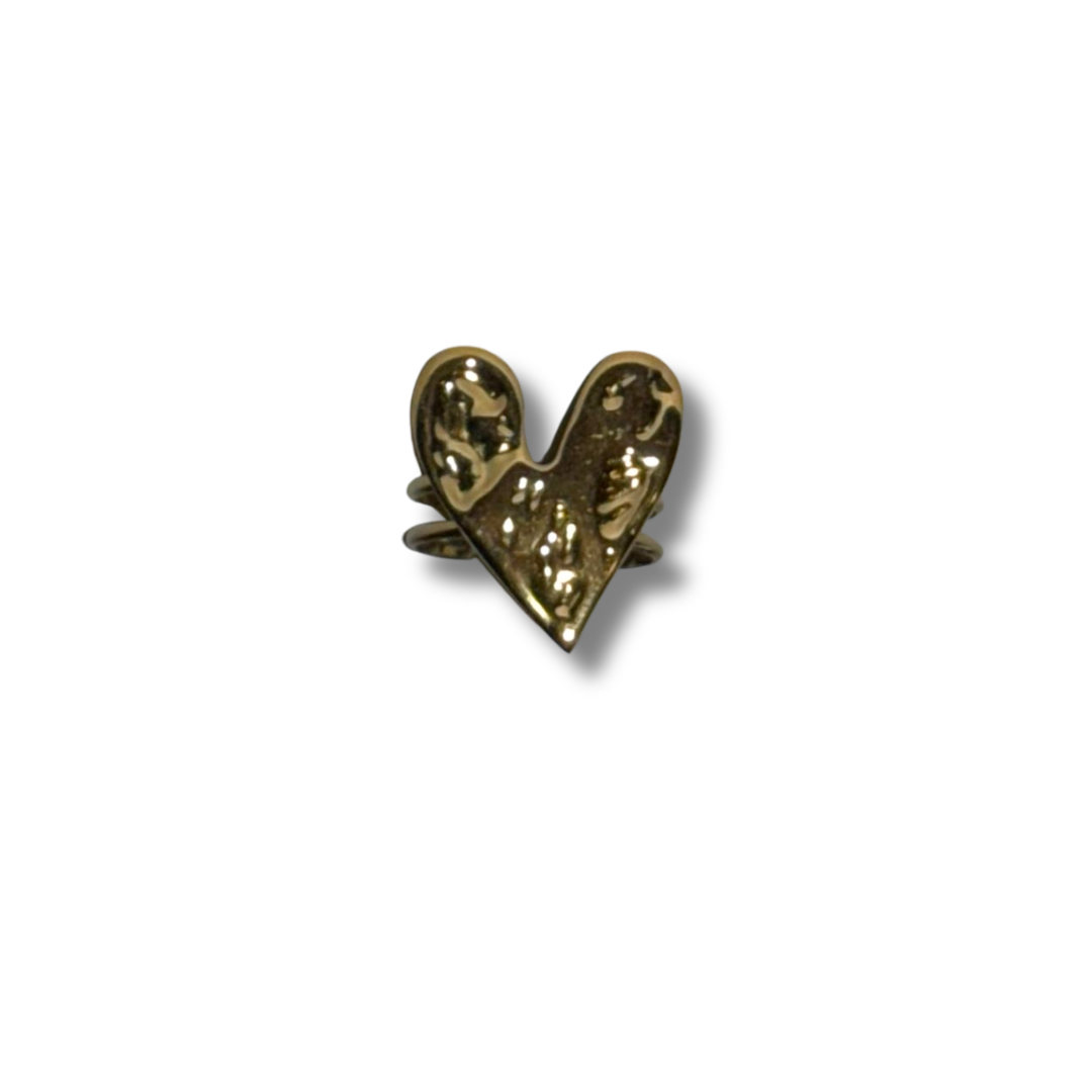 Anillo corazón abstracto dorado