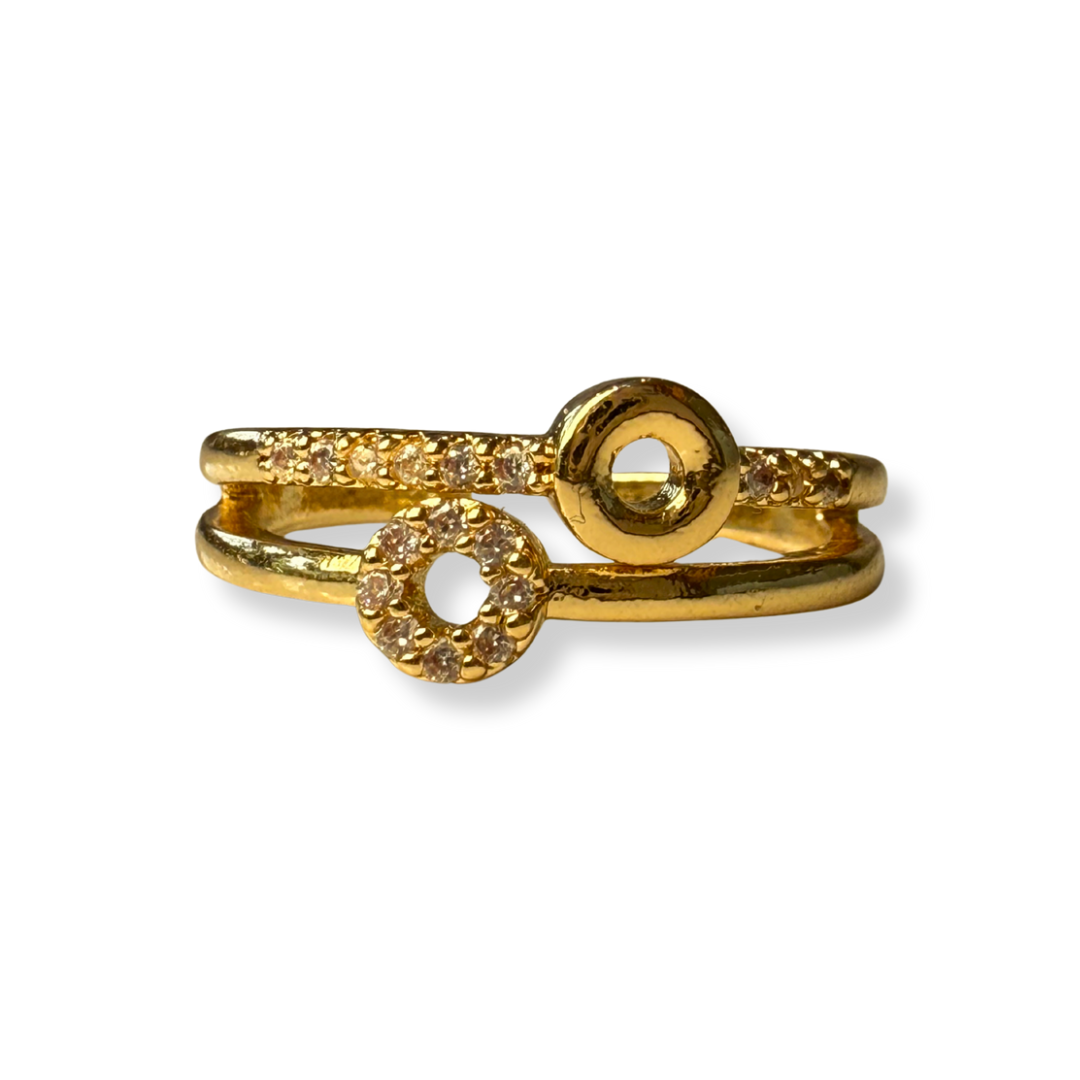 Anillo petite dos círculos dorado