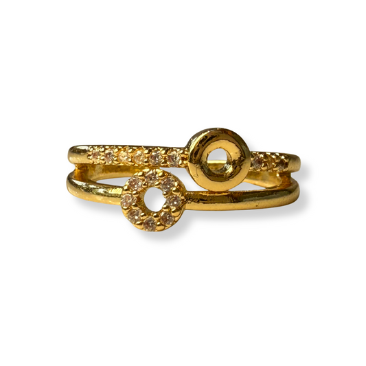 Anillo petite dos círculos dorado