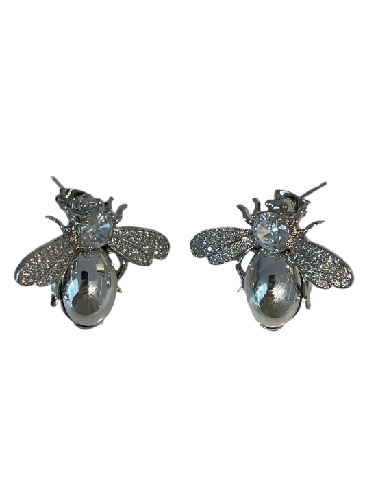 Aretes Bee Plateados