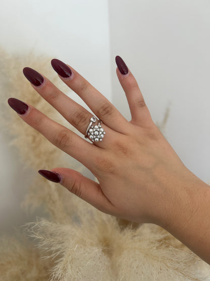 Anillo Heart N Pearl Plateado