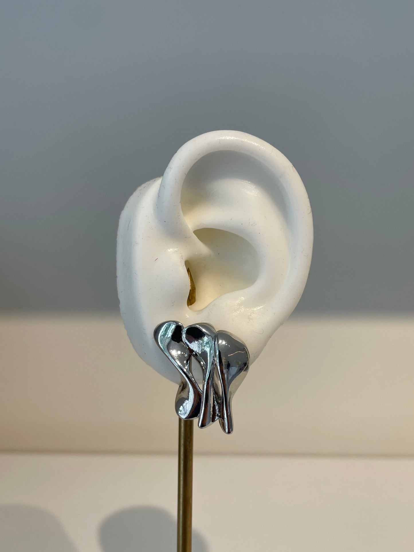 Aretes Tres Tiras Plateados