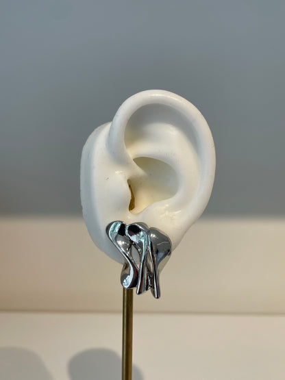 Aretes Tres Tiras Plateados