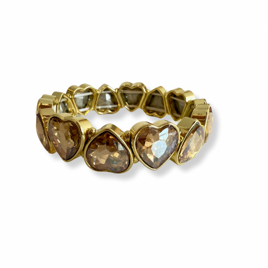 Pulsera corazones con cristales café