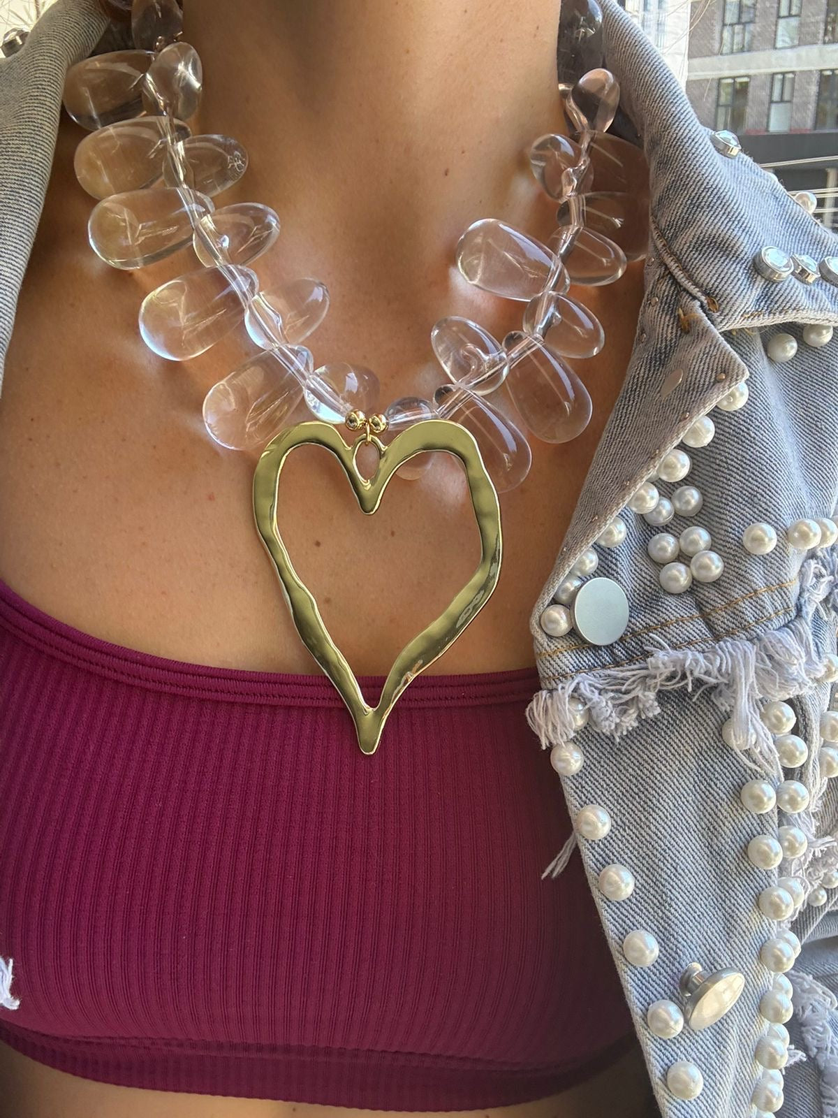 Collar ice corazón hueco