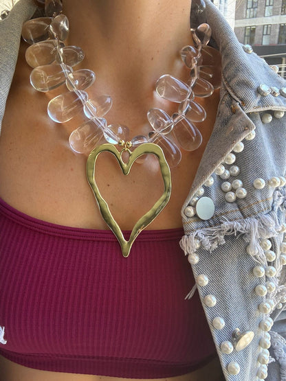Collar ice corazón hueco