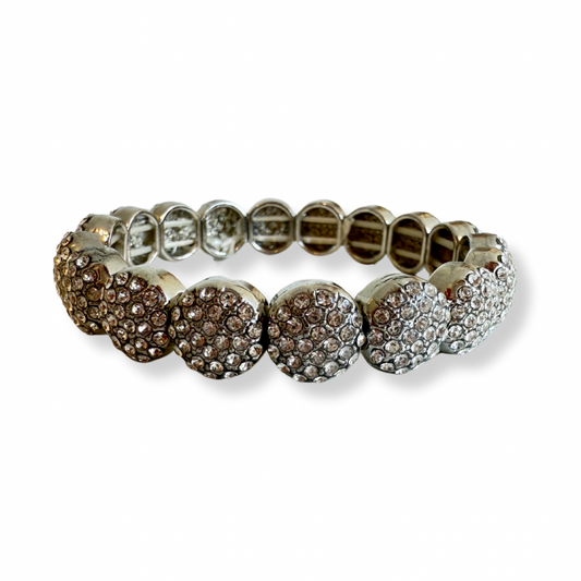 Pulsera círculos con brillos plata