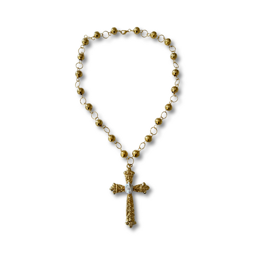 Collar mega Cruz perla