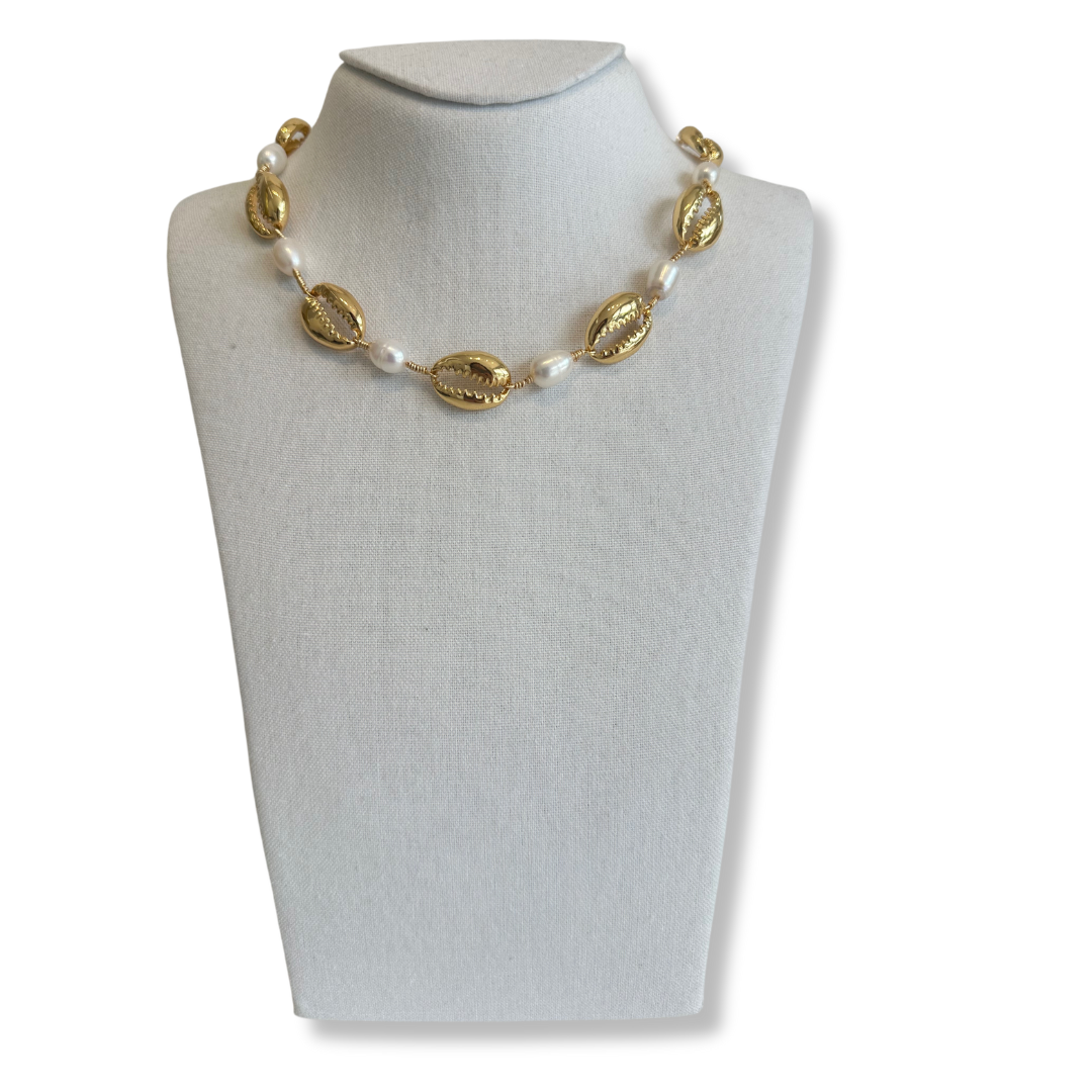 Choker Concha Con Perlas Naturales