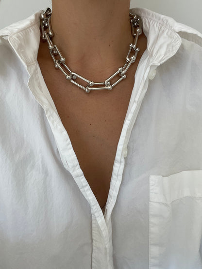 Collar Tiffany Plateada Chunky