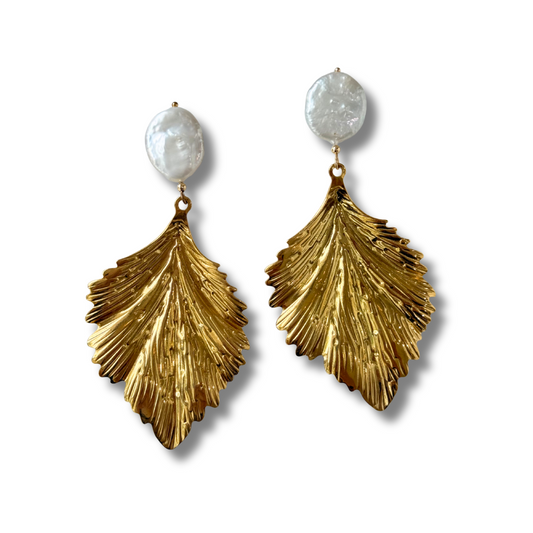 Aretes Pluma Y Perla