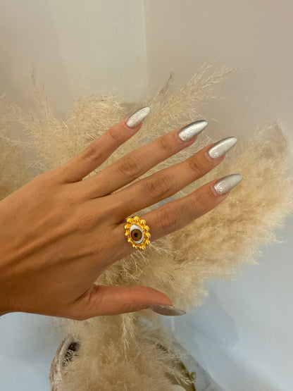 Anillo ojo Flores café