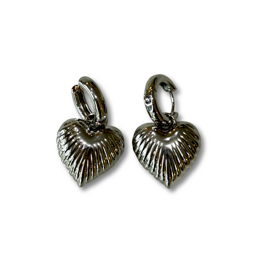 Aretes corazón plata