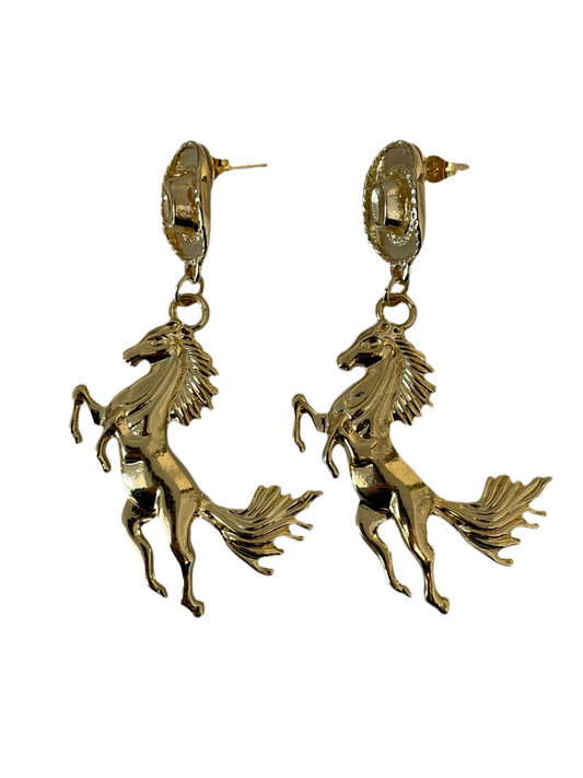Aretes Caballo Dorados