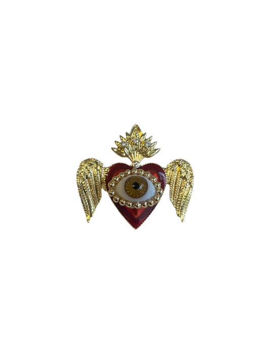 Anillo Corazón Sagrado Ojo Café