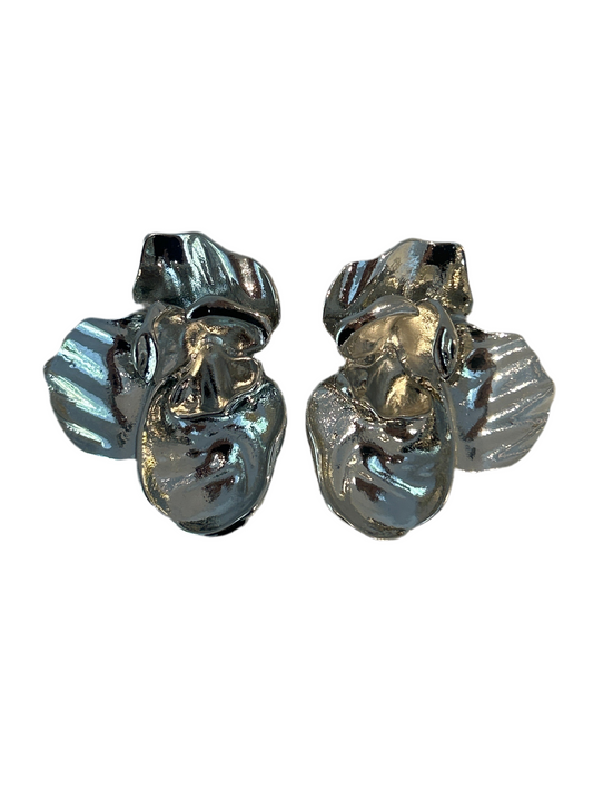Aretes Flor Plateados