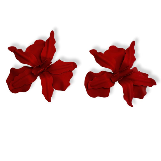 Aretes flor roja