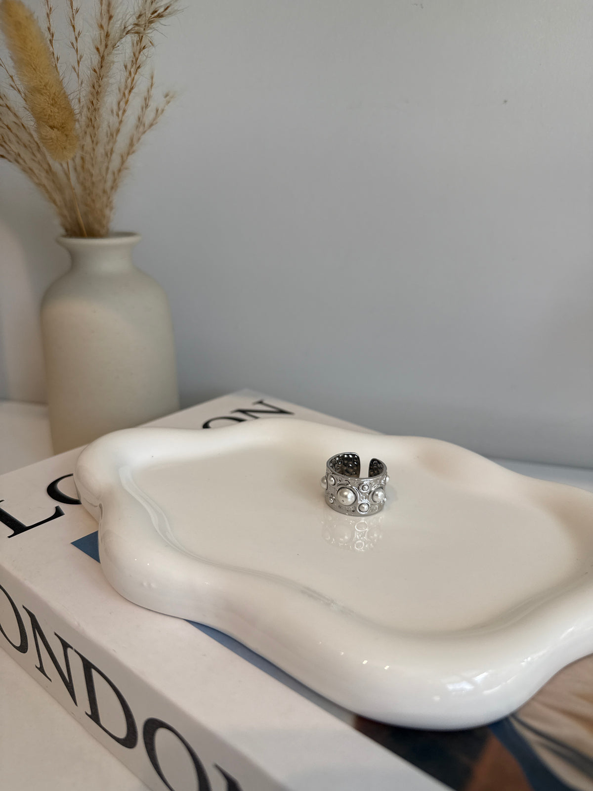 Anillo Griego Perlas Plata